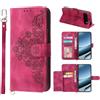 Auslbin Custodia per Google Pixel 11/11 Pro 5G, con 5 scomparti per carte di credito, stile vintage, in pelle PU, con motivo floreale, rosso
