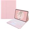 KYVELO Custodia con Tastiera Touch e Mouse per Lenovo Idea Tab Plus 12,1 e Tab K12 2025 (TB361FU/TB361ZU), Tastiera Retroilluminata 7 Colori Tasti Rotondi Rimovibile, Cover TPU,Rosa