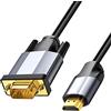 Eono Cavo Adattatore HDMI a VGA, 1.8m Placcato in Oro 1080P HDMI Maschio a VGA Maschio Compatibile per Cavo Notebook PC Lettore DVD Laptop TV Proiettore Monitor TV Etc