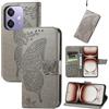 JIUNINE Cover per OPPO A40 4G / OPPO A40M / OPPO A60 5G, Custodia Interno TPU Antiurto Portafoglio con Disegni di Farfalla [Carta Fessura] [Supporto Stand] Cover Libro in PU Pelle, Grigio