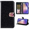 YKTO Custodia per Redmi Note 14 5G Bottoni Colorati a Forma di Cuore con Glitter Magnetic Staffa Flip Holster Coperchio Protettivo Glitter Coperture for Redmi Note 14 5G,Nero