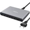 EQULIUS Caricatore USB C da 455 W, multipla, 7 porte, stazione di ricarica USB, PD 100 W, alimentatore di rete USBC, QC 30 W, USBA, ricarica rapida, caricatore GaN PD PPS, stazione di ricarica per laptop, pad