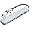 Riertostng Hub USB C, 8 in 1 USB 3.0 Multi Port Extender, USB3.0, 3xUSB2.0, SD, TF, Audio, USB-C, per MacBook Air/Pro, tablet di tipo C, laptop, telefoni, ecc.