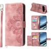 Auslbin Custodia per Google Pixel 11/11 Pro 5G, con 5 scomparti per carte di credito, stile vintage, in pelle PU, con motivo floreale, rosa
