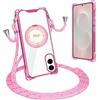 xinyunew Cover Trasparente con Cordino per Samsung Galaxy A12, Custodia con Regolabile Collana per Samsung Galaxy A12, [Antiurto] [AntiGraffio] [Antiscivolo] Case con Laccio Tracolla, Rosa