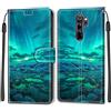 SIENIANLINE Cover per Xiaomi Redmi Note 8 Pro custodia portafoglio Aurora | Chiusura magnetica, Scomparti carte, Funzione supporto, Pelle PU flip cover per Redmi Note 8 Pro