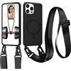 xinyunew Cover Compatibile con iPhone 11 Pro(5.8),Cover Magnetica[Compatibile con Magnetica],Bumper con Laccio,Regolabile Lanyard TPU Corda Silicone Case-Nero