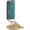 GoodcAcy Cover Compatibile con Oppo Find X5 Pro,in pelle PU opaca + TPU morbida custodia,tracolla regolabile cordino da collo custodia posteriore, Antiurto Tracolla Custodia,Verde