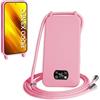 WenBaby Cover Compatible con Xiaomi POCO X3 NFC/POCO X3/POCO X3 Pro,Cellulare Girocollo Custodia con Cordino TPU Corda Silicone Case Bumper Custodia, Rosa