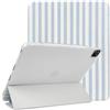 Lovmooful per iPad Pro 11 4-1 Gen Custodia Carino Strisce-Blu&Bianco | Portapenne Carino,Striped Design,per Ragazze Donne,TPU morbido Tripla Piega Supporto Cover,Antiurto AntiGraffio Protezione