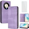 OUEAYIEN Cover per Honor Magic6 Lite 5G/X9B Custodia a Libro con Vetro Temperato Vio | Blocco RFID,Antiurto,Pelle Portafoglio Case,Porta Carte,Vintage Flip Custodia per Honor Magic 6 Lite 6Lite HonorX9B