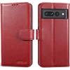 Lensun Cover in Pelle Vera per Google Pixel 7 Pro- Vino Rosso | Cover in Vera Pelle [RFID Blocking] Libro con Portafoglio Chiusura Magnetico Flip Custodie Cuoio