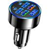 XIAIMIN Accendisigari USB C, 4 USB + 2 PD Type-C con voltmetro a LED | 100W QC3.0 & PD Caricatore Auto, Adattatore Accendisigari Universale Compatibile con i-Phone, Android