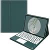 KYVELO Custodia con Tastiera Touch e Mouse per Lenovo Idea Tab Plus 12,1 e Tab K12 2025 (TB361FU/TB361ZU), Tastiera Retroilluminata 7 Colori Tasti Rotondi Rimovibile, Cover TPU,Dark Green