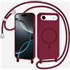 xinyunew Magnetica Cover con Cordino per iPhone 17 Air,[Compatibile con MagSafe], Cover in Silicone, Regolabile Cordino da Collo Nylon Catena Collana Tracolla,rosso