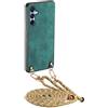 GoodcAcy Cover Compatibile con Samsung Galaxy S25 FE/S26 FE,in pelle PU opaca + TPU morbida custodia,tracolla regolabile cordino da collo custodia posteriore, Antiurto Tracolla Custodia,Verde