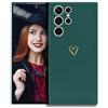 POUHYE Cover per Samsung Galaxy S21 Ultra 5G Custodia Originale, Morbida Sottile e Antiurto AntiGraffio Case con Motivo a Amore Cuore Verde scuro