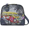 Anna by Anuschka Piccola borsa da donna in vera pelle con chiusura lampo, organizer con scomparti multipli