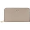 Armani Exchange Portafoglio da donna Jane Classic Metal Logo Card Coin Pocket Gold Zip Around Padlock Accessory-Travel Wallet, sabbia