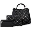FANDARE Moda Borsa a Secchiello Impermeabile Borse a mano da donna 3 Pezzi Set Borsa a mano Borse Tote da donna PU Pelle Borsa a Tracolla per Shopping Viaggio Lavoro Incontri Nero