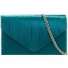 Purple Possum UK Pochette da donna in raso verde pavone, da sera, per matrimoni, balli studenteschi, Verde acqua, Medium