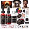 Janolia Trucchi Halloween, Kit Trucco Halloween con Pittura Facciale, Sangue Finto, Cera per Cicatrici, Lattice Liquido, Halloween SFX Makeup per Zombie Vampiri Mostri Clown Cosplay Carnevale Teatro