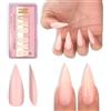 NOVO OVO Pure Color Sharp Stiletto Pointed Medium Long Nail Tips Press on Baby Pink Extra Spesse Morbido Gel Acrilico Estensione Completa Copertura Unghie False per Salon DIY 16 Misure 224 Pezzi