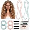 PANYI Set 2 Heatless Curls Fascia 150cm Rosa+Blu tubo capelli mossi | Ricci Senza Calore Notte | Fascia Bigodino Raso per Donne & Ragazze, Tutti Capelli-Fascia Bigodino