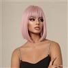 Sapphirewigs Parrucche Rosa per Donne Parrucca Rosa a Caschetto con Frangia Capelli Corti Quotidiani per Feste dall'aspetto Naturale 30,5 cm