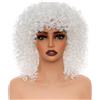 PORSMEER Parrucca afro riccia con frangia in fibra sintetica senza colla per donna nera 35,6 cm (bianco)