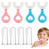 EKRIZY 8 Spazzolini Bambini 4 U + 4 Dito 360° 4,5Cm Rosa Blu Silicone Alimentare 0-6 Anni