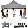 COBIZI Gazebo 3x3 Pieghevole Impermeabile a Freddo con 4 Pezzi Pareti Laterali borsa per ruote, Mercato Trading Evento Festival Campeggio Giardino, Grigio