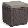 Keter Allibert by Keter Cube - Sgabello con vano portaoggetti, con Coperchio Rimovibile, Effetto Rattan, Resistente alle intemperie, 42 x 42 x 39 cm, Colore: Marrone