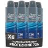 Dove Deodorante Dove Men + Care Clean Comfort Spray Advanced Care, Deodorante Uomo, con 1/4 Crema Idratante, Formula Idratante e Delicata sulla Pelle, Protezione Fino a 72 Ore, 6 Pezzi da 200 ml