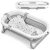 Kikka Boo KikkaBoo Vaschetta Bagnetto Neonato Pieghevole WILLY, Salvaspazio con Termometro Integrato, Cuscino Morbido di Supporto, Gambe Antiscivolo, 0-36 Mesi, Regalo Nascita Bambino, Grigio