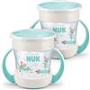 NUK Mini Magic Cup bicchiere antigoccia | Bordo 360° anti-rovesciamento | 6+ mesi | manici ergonomici | Senza BPA | 160 ml | Turchese | 2 pezzi