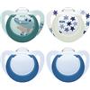 NUK Star Day & Night ciuccio | 18-36 mesi | Calma il 99% dei bambini | Succhietti in silicone senza BPA | Glow-In-The-Dark per trovarli la notte | Coccodrillo | 4 pezzi