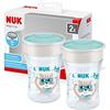NUK Magic Cup bicchiere antigoccia | Bordo anti-rovesciamento a 360° | 8+ mesi | Senza BPA | 230 ml | Turchese | 2 pezzi