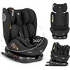 Kikka Boo KikkaBoo Seggiolino Auto 0-36 kg ISOFIX i-Size i-MOOVE 2, 40-150 cm, Rotazione 360°, Reclinabile, Poggiatesta Regolabile, Contro e Fronte Marcia, Nero