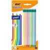 BIC Matite HB Grafite Con Gomma, Evolution Stripes, Confezione Da 8 Matite, Fusti Multicolore Vivaci