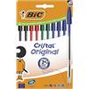 BIC Penne a Sfera Cristal Original con Punta Media (1,00 mm) e Tappi Abbinati al Colore dell'Inchiostro - Colori Assortiti, Confezione da 10