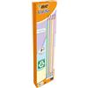 BIC Matite in Grafite BIC Evolution Pastel con Gomma per Cancellare e Mina HB Resistente agli Urti - 4 Diversi Colori del Fusto, Pacco da 12