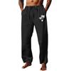Gyaimxfu Pantaloni Uomo Lino Pantalone Pants con Tasche E Elastico in Vita Casual Trousers Gamba Larga Vintage Pantalone in Vita Pantalone Tinta Unita Spiaggia Baggy Pants Primavera