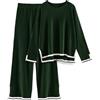 CMTOP Tuta Donna Completo Elegante 2 Pezzi Casual Tute da Ginnastica Tailleur Girocollo Maglia a Maniche Lunghe e Pantaloni a Gamba Larga Autunnale Invernale Completi Per La Casa