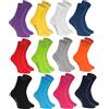 Rainbow Socks - Donna Uomo Colorate Calze di Cotone - 12 Paia - Nero Bianco Grigio Porpora Blu Marina Jeans Arancione Rosso Giallo Verde Grafite Fucsia Verde - Tamaño 47-50