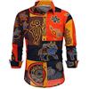 Allthemen Camicia Elegante da Uomo Shirt Elegante a Maniche Lunghe in Lino Stampato Camicia Casual Fantasia Floreale Tops Pattern Unico cs7 L