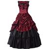 GRACEART Donna Abito con Crinolina Vittoriano Vestito Vintage Medievale Masquerade Abiti (S, Rosso)