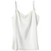 Sweejim Donne Moda Strap Top Halter V Neck Bianco Senza Maniche Satin Seta Gilet Top Donna Estate Primavera Autunno, bianco, XXL