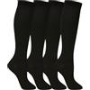 Lucchetti Socks Milano Calze Lunghe Donna Caldo Cotone, Termiche, Fantasia Colorata, Righe,Morbide e Traspiranti, Perfette per Inverno, Uso Quotidiano Confortevoli e Resistenti 4 Paia (35-40, Set 4 Paia Nero)