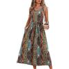 Generico Vestito Lungo Estivo Donna in Cotone con Tasche e Senza Maniche Prendisole Elegante Vestiti Boho Casual Dresses Vita Alta Abito Donna Leggero Copricostume Mare Curvy per Spiaggia Lavoro Feste,,